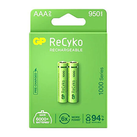 Gp Recyko 950 Mah R03 Aaa Şarjlı 2'Li Pil
