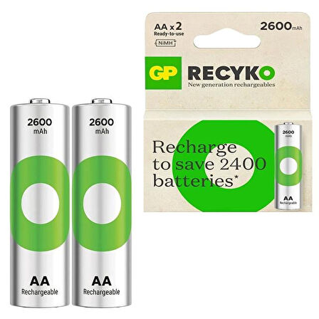 Gp Recyko 2600 Mah Şarjlı Ni-Mh Aa Kalem Pil 2Li Paket