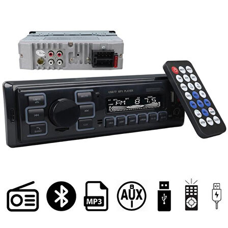Carstar Cs-970 Çift Usb/Sd/Fm/Aux/Bluetooth Kumandalı Oto Teyp 4X60 Watt