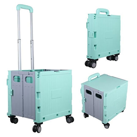 Sunup Sn-26966 Katlanabilir Market Pazar Kamp Tekerlekli Alışveriş Arabası 60Kg Kapasiteli