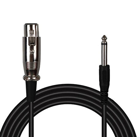 Fully G-526V Siyah 6.3Mm Mono Erkek Dişi 4 Metre Mikrofon Ara Kablosu