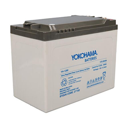 Yokohama Yh-12.80 12 Volt - 80 Amper Elektrikli Bisiklet Aküsü (175 * 120 * 226 Mm)
