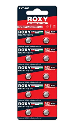 Roxy Rxy-Ag3 Lr41/736/384 Alkalin Pil (10'Lu Paket)