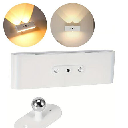 Ledx Sk-Bd188F Çift Yönlü Hareket Sensörlü Dekoratif Şarjlı Duvar Aplik 2 Mercekli 15 Smd Ledli 3000