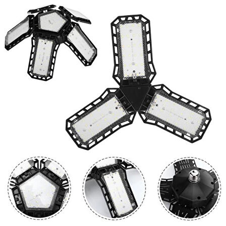 Ledx Ayarlanabilir Açılı 3 Kanatlı 72 Smd Ledli Projektör Işığı 40W 4400 Lumen E27 32Cm