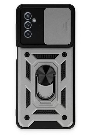 Galaxy M52 5G Kılıf Pars Lens Yüzüklü Silikon - Gümüş