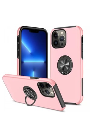 İphone 13 Elit Yüzüklü Kapak - Pembe