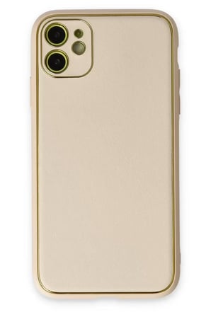 İphone 12 Coco Deri Silikon Kapak - Gold