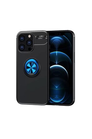 İphone 13 Range Yüzüklü Silikon - Siyah-Mavi