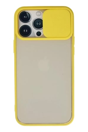 İphone 13 Palm Buzlu Kamera Sürgülü Silikon - Sarı