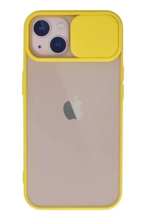 İphone 13 Palm Buzlu Kamera Sürgülü Silikon - Sarı
