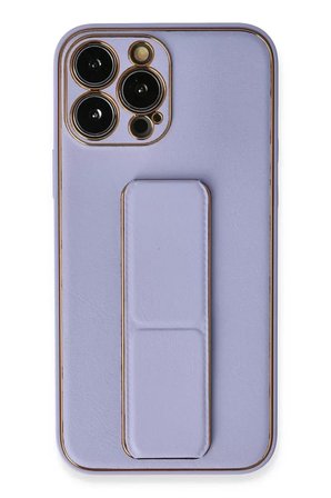 İphone 13 Coco Deri Standlı Kapak - Lila