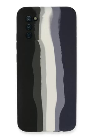 A03S Ebruli Lansman Silikon - Siyah-Lacivert
