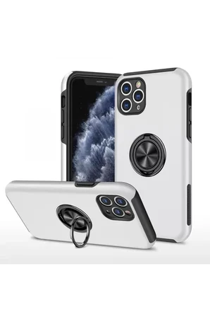 İphone 11 Elit Yüzüklü Kapak - Gümüş