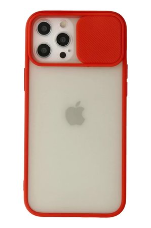 İphone 12 Palm Buzlu Kamera Sürgülü - Kırmızı