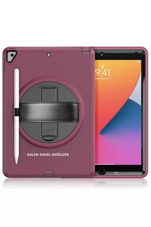 İpad 10.2 (7.Nesil) Hand Strap Kılıfı - Mürdüm