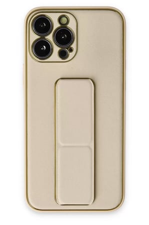 İphone 13 Coco Deri Standlı Kapak - Gold