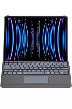 T5509D İpad 12.9 (2022) Palermo Ledli Klavyeli Standlı Kılıfı - Siyah