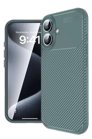 İphone 16 Auto Focus Karbon Kapak - Koyu Yeşil