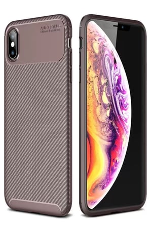 İphone Xs Auto Focus Karbon Kapak - Kahverengi