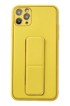 İphone 11 Coco Deri Standlı Kapak - Sarı