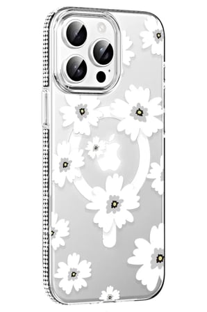 İphone 15 Floral Kapak - Beyaz