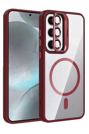 S24 Fe Remim Lensli Standlı Kapak - Bordo