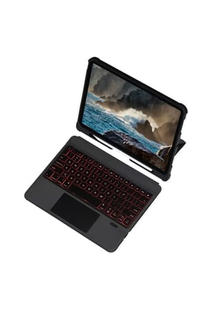 T5209D İpad 12.9 (2021) İnter Ledli Klavyeli Kılıfı - Siyah