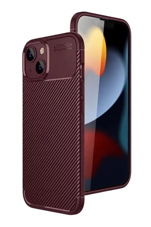 İphone 15 Auto Focus Karbon Kapak - Bordo