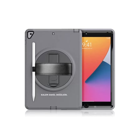 İpad 10.2 (7.Nesil) Hand Strap Kılıfı - Gri