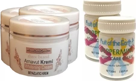 Three Brand 100 Ml Arnavut Aklık Kremi 3 Adet + Foot Care Cream Cooling Peppermint 50 Ml Ayak Bakım