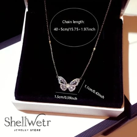 Crystal Flutter Kelebek 925 ayar gümüş kolye -Parlak taşlarla süslü en özel hediye