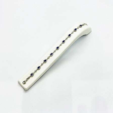 Safir Renkli Damla Kesim Taşlı Bileklik