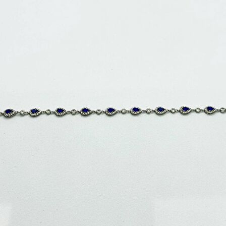 Safir Renkli Damla Kesim Taşlı Bileklik