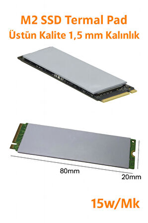 M2 SSD Termal Pad - Gri Renk | 1,5 mm Kalınlık | 80x20 mm | 15W/mK