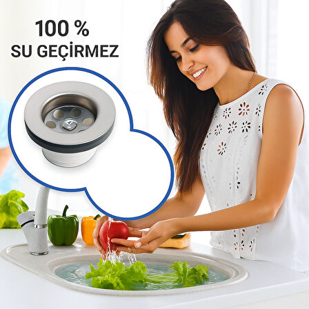 6,5 cm Paslanmaz Çelik Lavabo Sifon Kafası – Dayanıklı Plastik Gövde, Sızdırmaz Gider Başlığı