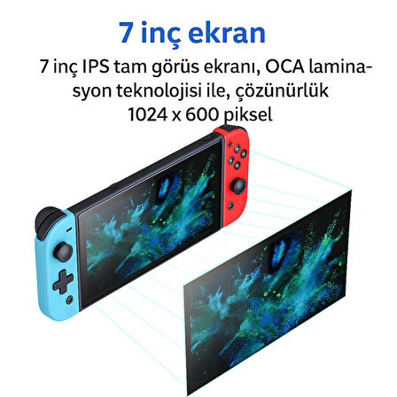 Taşınabilir Retro Atari, Oyun Konsolu, IPS 7 Inç Geniş Ekran, 2 Kol, 2 Tabanca 20.000'DEN Fazla Oyun