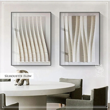Metal Çerçeveli Gerçek Camlı 2'li Silhouette Flow Tablosu