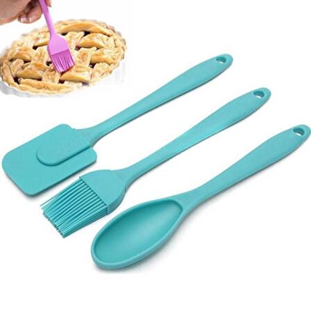 1 Slikon Spatula +1 Adet Slilkon Yumurta Fırçası + 1 Adet kaşık 3lü Mutfak Set