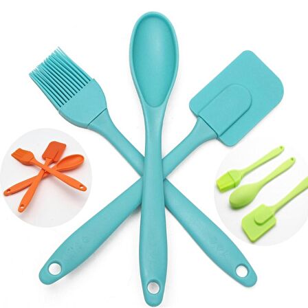 1 Slikon Spatula +1 Adet Slilkon Yumurta Fırçası + 1 Adet kaşık 3lü Mutfak Set