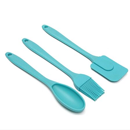 1 Slikon Spatula +1 Adet Slilkon Yumurta Fırçası + 1 Adet kaşık 3lü Mutfak Set