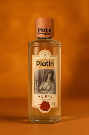 Platin Elit Serisi Silindir Kutu Ahşap Kapaklı 80° 250 Cc. Cam Şişe Amber Kolonyası