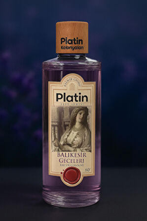 Platin Elit Serisi Silindir Kutu Ahşap Kapaklı 80° 250 Cc. Cam Şişe Balıkesir Geceleri Kolonyası