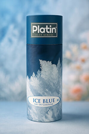 Platin Elit Serisi Silindir Kutu Ahşap Kapaklı 80° 250 Cc. Cam Şişe Ice Blue Kolonyası