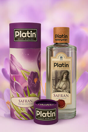 Platin Elit Serisi Silindir Kutu Ahşap Kapaklı 80° 250 Cc. Cam Şişe Safran Kolonyası