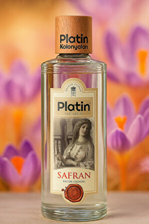 Platin Elit Serisi Silindir Kutu Ahşap Kapaklı 80° 250 Cc. Cam Şişe Safran Kolonyası