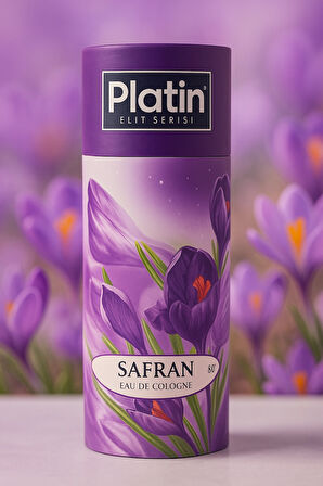 Platin Elit Serisi Silindir Kutu Ahşap Kapaklı 80° 250 Cc. Cam Şişe Safran Kolonyası