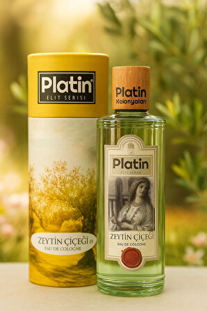 Platin Elit Serisi Silindir Kutu Ahşap Kapaklı 80° 250 Cc. Cam Şişe Zeytin Çiçeği Kolonyası