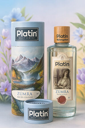 Platin Elit Serisi Silindir Kutu Ahşap Kapaklı 80° 250 Cc. Cam Şişe Zümra Çiçeği Kolonyası