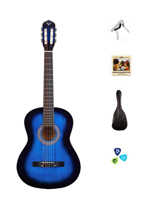 Klasik 4/4 Mavi Gitar Seti